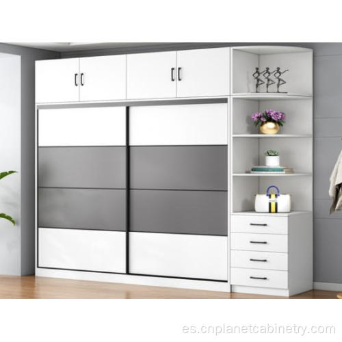 Muebles de armario modular de puerta corredera blanca 2 abierta